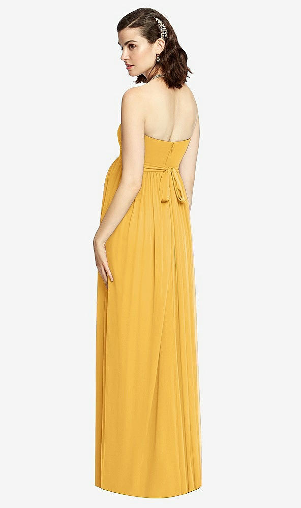 Back View - NYC Yellow Draped Bodice Strapless Maternity Dress