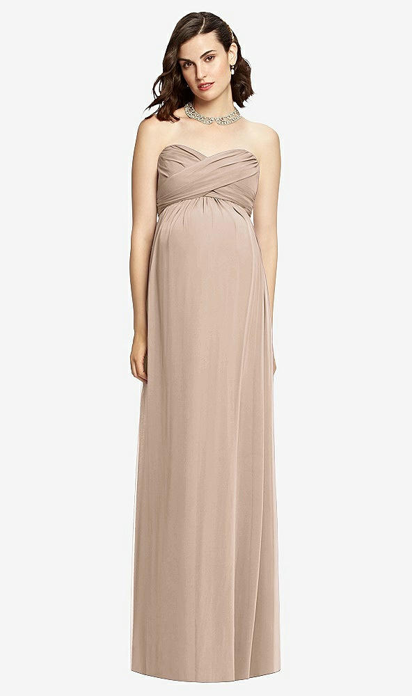 Front View - Topaz Draped Bodice Strapless Maternity Dress