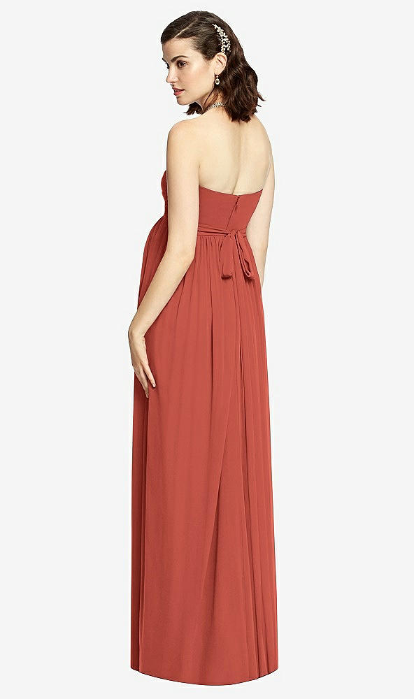 Back View - Amber Sunset Draped Bodice Strapless Maternity Dress