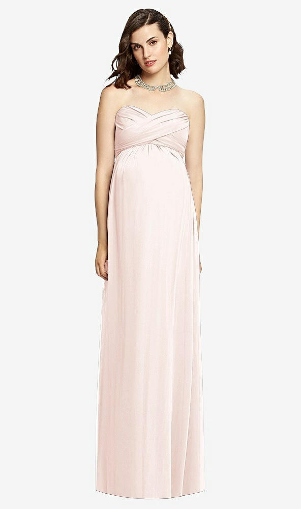 Front View - Blush Draped Bodice Strapless Maternity Dress