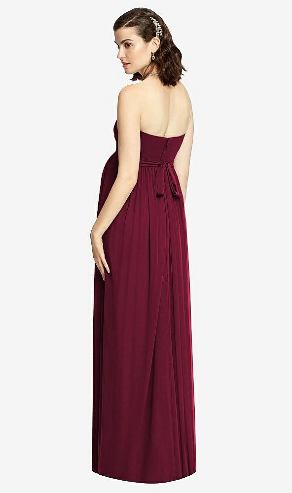 Back View - Cabernet Draped Bodice Strapless Maternity Dress