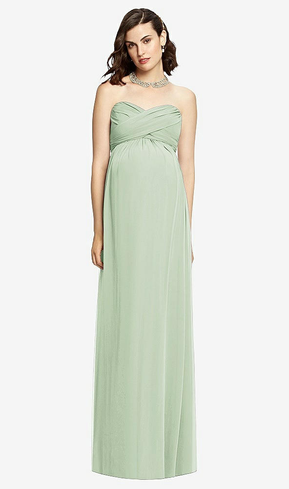 Front View - Celadon Draped Bodice Strapless Maternity Dress