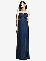 Front View Thumbnail - Midnight Navy Draped Bodice Strapless Maternity Dress