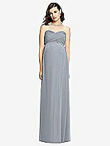 Front View Thumbnail - Platinum Draped Bodice Strapless Maternity Dress