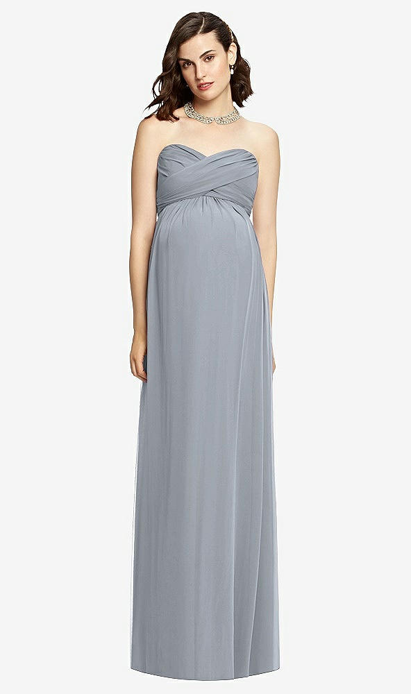 Front View - Platinum Draped Bodice Strapless Maternity Dress