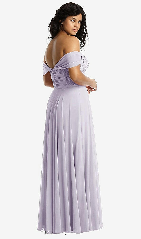 Back View - Moondance Off-the-Shoulder Draped Chiffon Maxi Dress