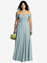 Front View Thumbnail - Morning Sky Off-the-Shoulder Draped Chiffon Maxi Dress