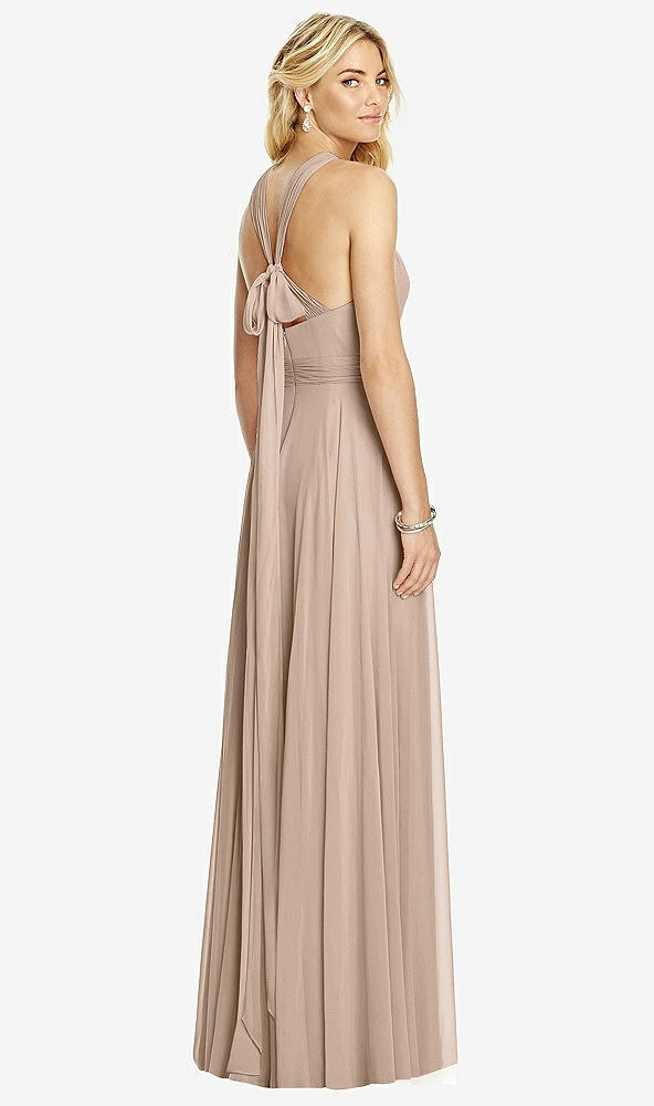 Back View - Topaz Cross Strap Open-Back Halter Maxi Dress