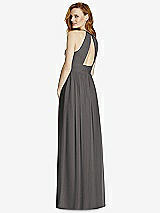 Rear View Thumbnail - Caviar Gray Cutout Open-Back Shirred Halter Maxi Dress