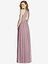 Rear View Thumbnail - Dusty Rose Cutout Open-Back Shirred Halter Maxi Dress