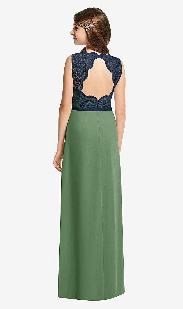 Back View - Vineyard Green & Midnight Navy Dessy Junior Bridesmaid Dress JR540