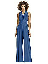 Alt View 1 Thumbnail - Estate Blue Gold Twist Wrap Shimmer Jumpsuit