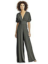 Alt View 3 Thumbnail - Black Gold Twist Wrap Shimmer Jumpsuit