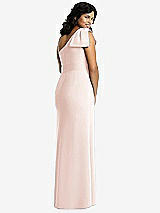 Rear View Thumbnail - Blush Bowed One-Shoulder Trumpet Gown