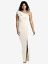 Front View Thumbnail - Ivory Bowed One-Shoulder Trumpet Gown