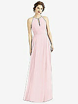 Front View Thumbnail - Ballet Pink Keyhole Halter Chiffon Maxi Dress