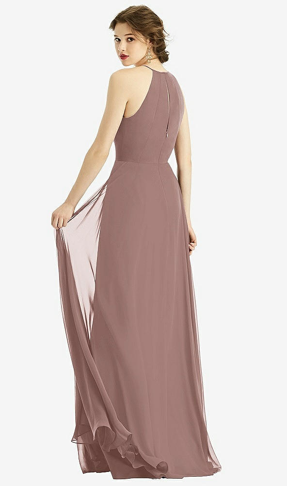 Back View - Sienna Keyhole Halter Chiffon Maxi Dress