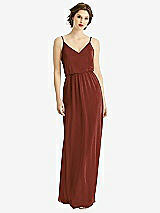 Front View Thumbnail - Auburn Moon V-Neck Blouson Bodice Chiffon Maxi Dress