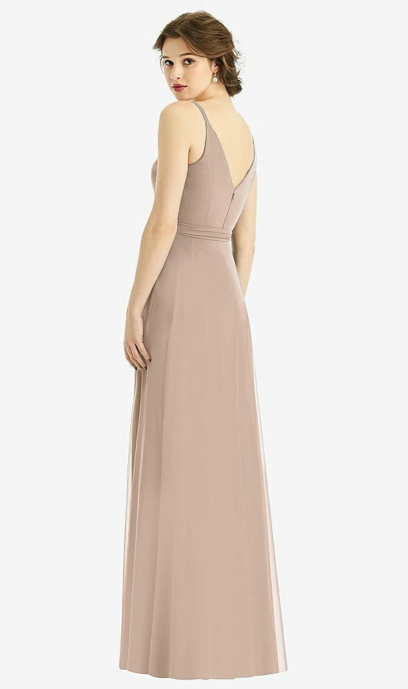 Back View - Topaz Draped Wrap Chiffon Maxi Dress with Sash