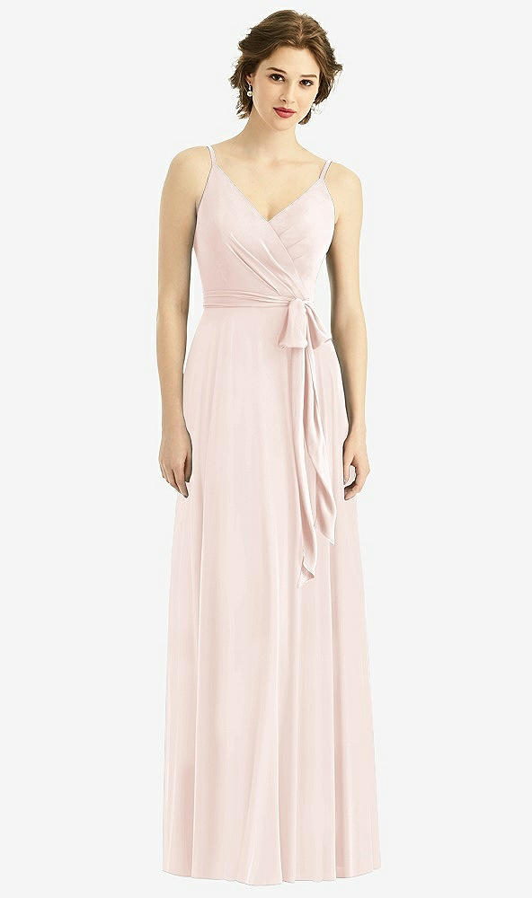 Front View - Blush Draped Wrap Chiffon Maxi Dress with Sash