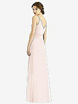 Rear View Thumbnail - Blush Draped Wrap Chiffon Maxi Dress with Sash