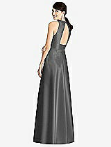 Rear View Thumbnail - Gunmetal Sleeveless Open-Back Pleated Skirt Dress with Pockets