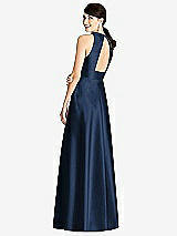 Rear View Thumbnail - Midnight Navy Sleeveless Open-Back Pleated Skirt Dress with Pockets