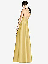 Rear View Thumbnail - Maize V-Neck Full Skirt Satin Maxi Dress