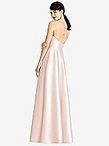 Rear View Thumbnail - Blush V-Neck Full Skirt Satin Maxi Dress