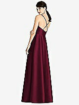 Rear View Thumbnail - Cabernet V-Neck Full Skirt Satin Maxi Dress