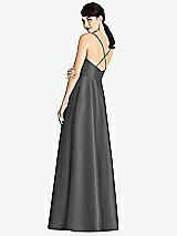 Rear View Thumbnail - Gunmetal V-Neck Full Skirt Satin Maxi Dress