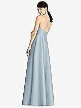 Rear View Thumbnail - Mist V-Neck Full Skirt Satin Maxi Dress