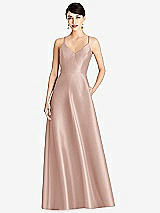 Front View Thumbnail - Toasted Sugar V-Neck Full Skirt Satin Maxi Dress