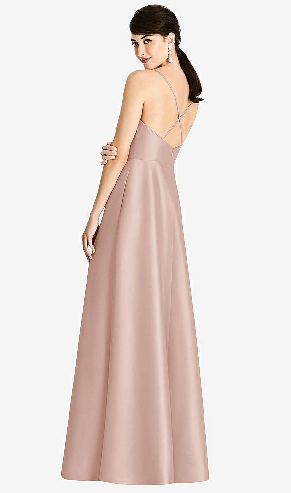 Back View - Toasted Sugar V-Neck Full Skirt Satin Maxi Dress