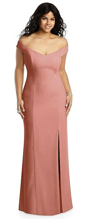 Off-the-Shoulder Criss Cross Back Trumpet Gown