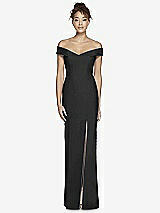 Alt View 2 Thumbnail - Black Off-the-Shoulder Criss Cross Back Trumpet Gown