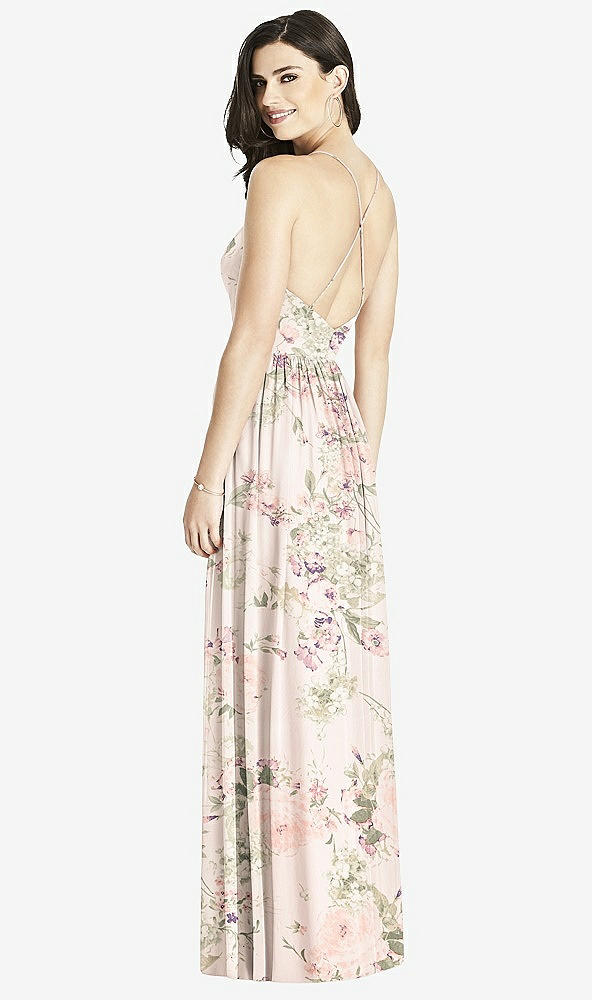 Back View - Blush Garden Criss Cross Strap Backless Maxi Dress