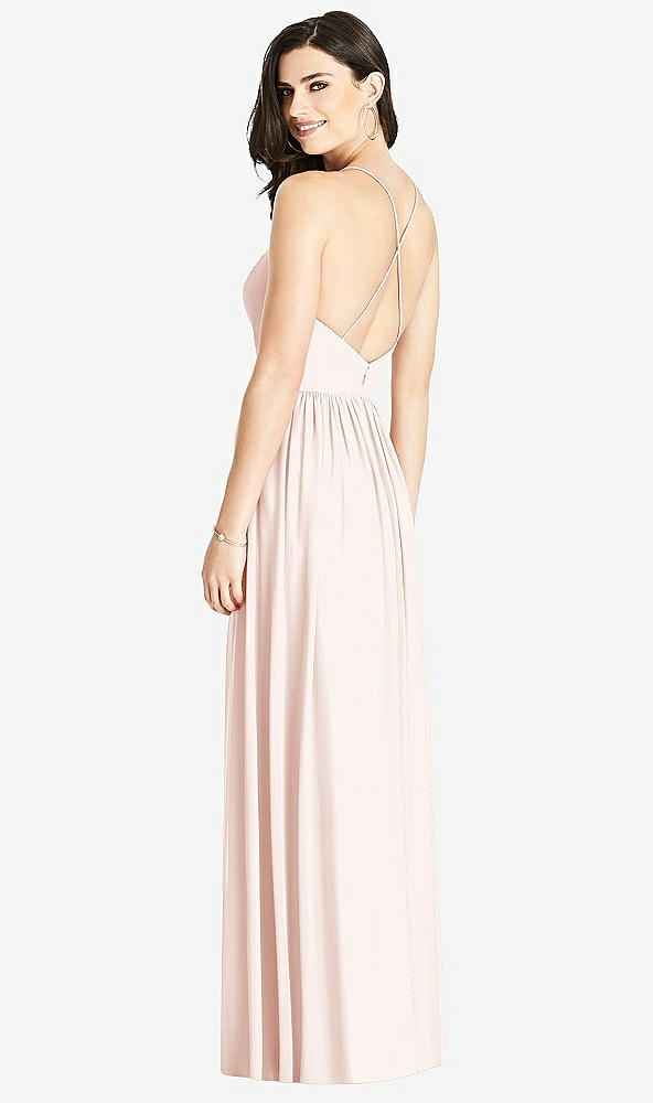 Back View - Blush Criss Cross Strap Backless Maxi Dress