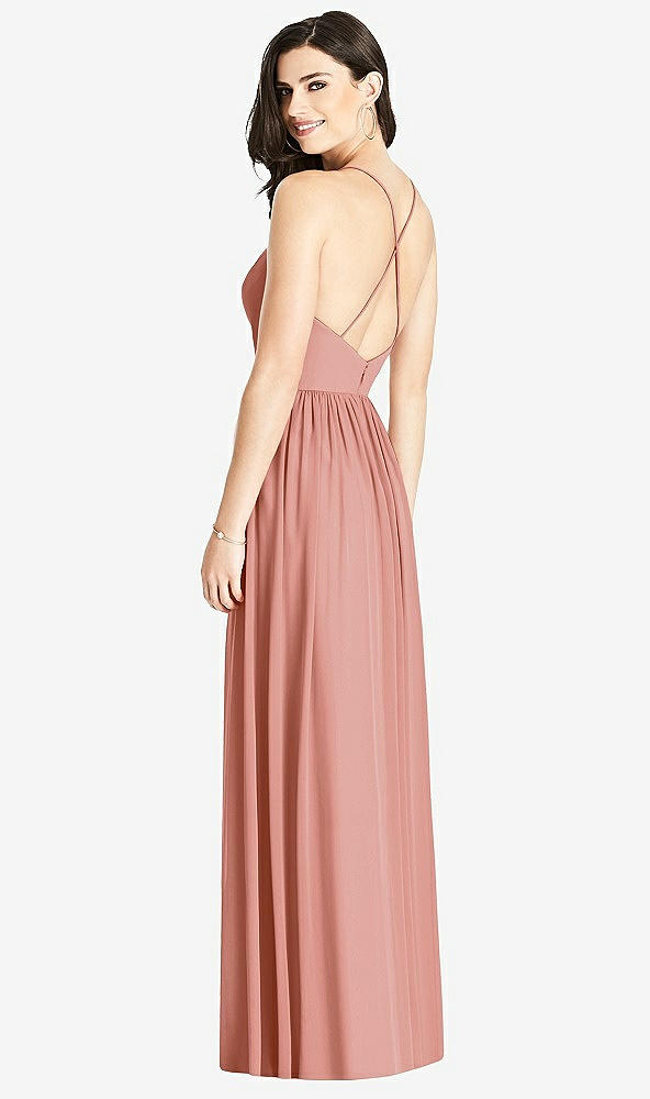 Back View - Desert Rose Criss Cross Strap Backless Maxi Dress