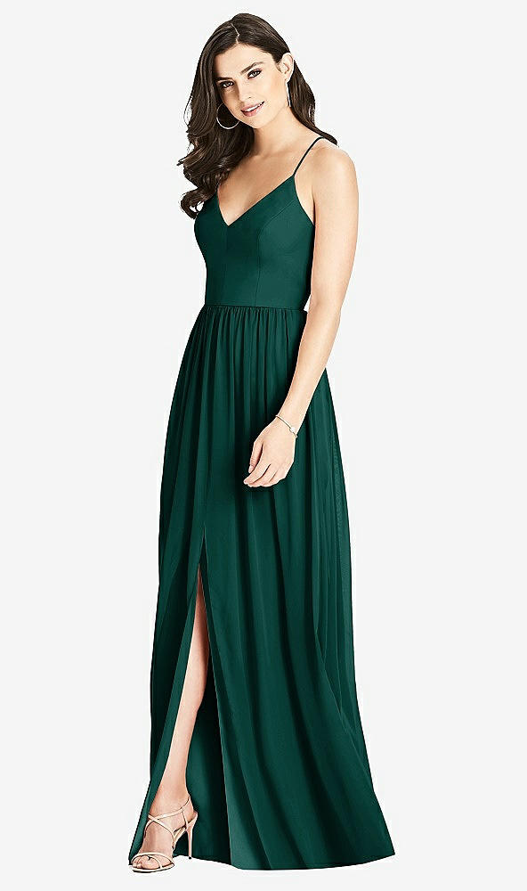 Front View - Evergreen Criss Cross Strap Backless Maxi Dress