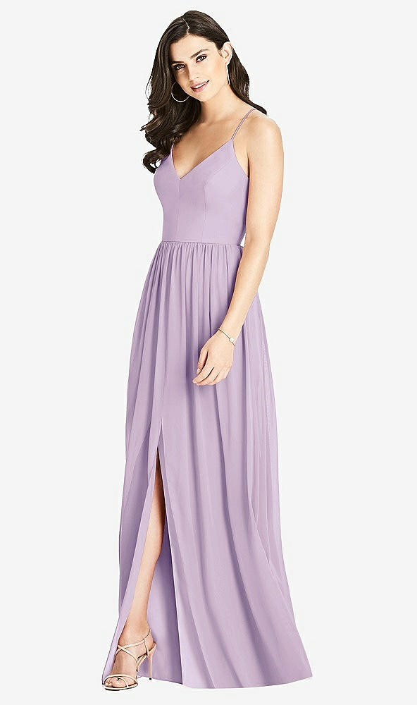 Front View - Pale Purple Criss Cross Strap Backless Maxi Dress