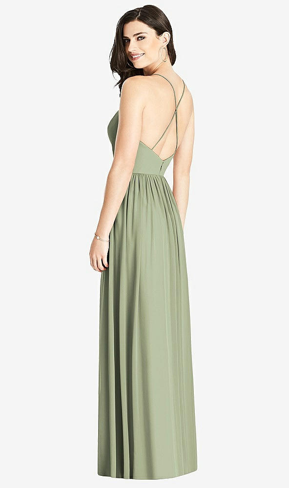 Back View - Sage Criss Cross Strap Backless Maxi Dress