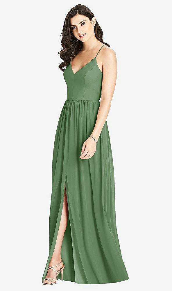 Front View - Vineyard Green Criss Cross Strap Backless Maxi Dress