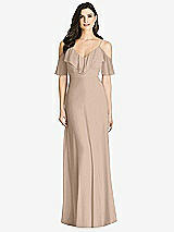 Front View Thumbnail - Topaz Ruffled Cold-Shoulder Chiffon Maxi Dress