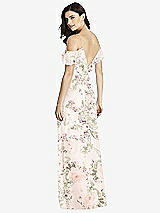 Rear View Thumbnail - Blush Garden Ruffled Cold-Shoulder Chiffon Maxi Dress