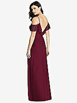 Rear View Thumbnail - Cabernet Ruffled Cold-Shoulder Chiffon Maxi Dress