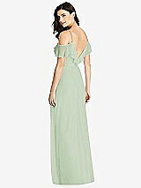 Rear View Thumbnail - Celadon Ruffled Cold-Shoulder Chiffon Maxi Dress