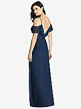 Rear View Thumbnail - Midnight Navy Ruffled Cold-Shoulder Chiffon Maxi Dress