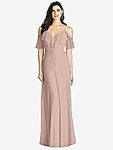 Front View Thumbnail - Neu Nude Ruffled Cold-Shoulder Chiffon Maxi Dress