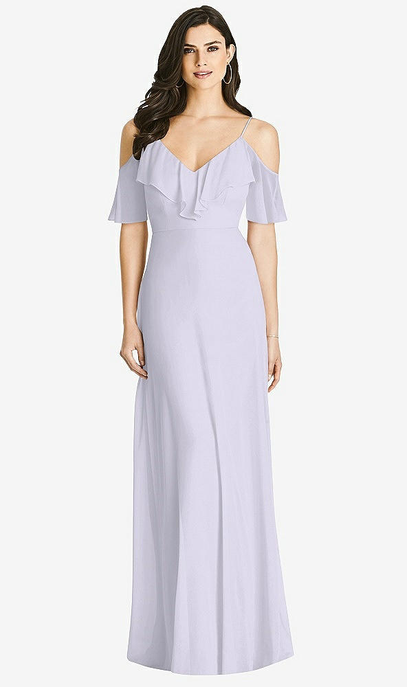 Front View - Silver Dove Ruffled Cold-Shoulder Chiffon Maxi Dress